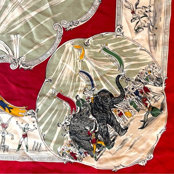 BANANA REPUBLIC Vintage Circus Print Silk Scarf – Made in Japan – 34”x34” - Picture 6 of 11